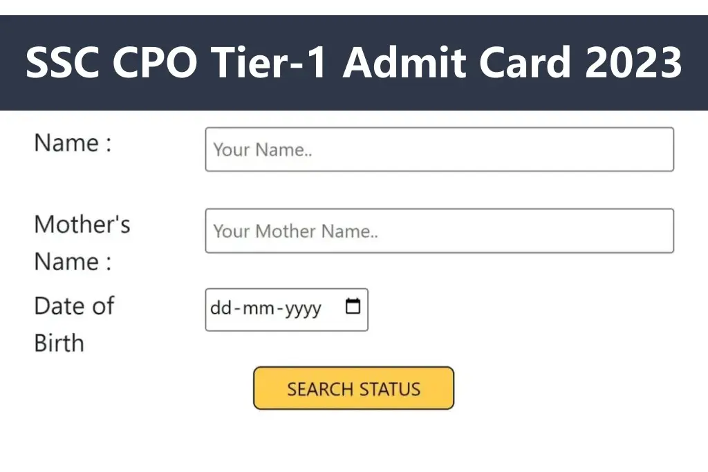 SSC CPO Tier 1 Admit Card 2023